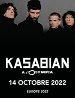 Réservez les meilleures places pour Kasabian - L'olympia - Du 13 octobre 2022 au 14 octobre 2022